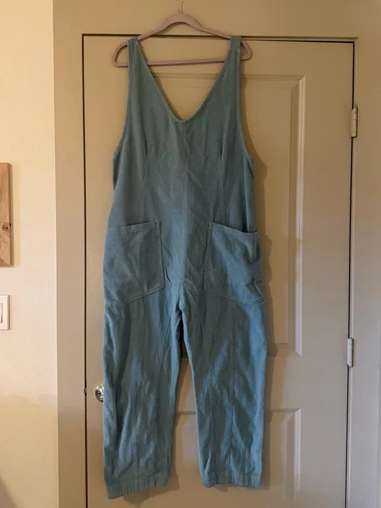 We The Free High Roller Cord Jumpsuit Blue Tourmaline - Size M - Picture 2 of 6